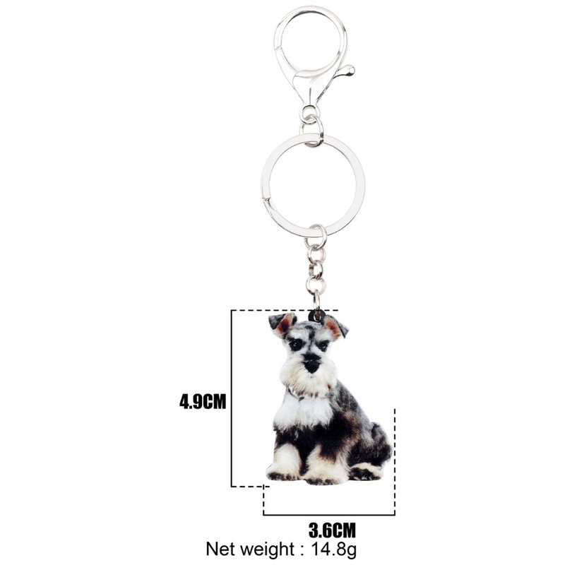 Bonsny Statement Acrilic Schnauzer Terrier Câine Breloc Breloc Inel Bijuterii Animale drăguțe Pentru Femei Fete Geantă Poșeta Mașină Brelocuri
