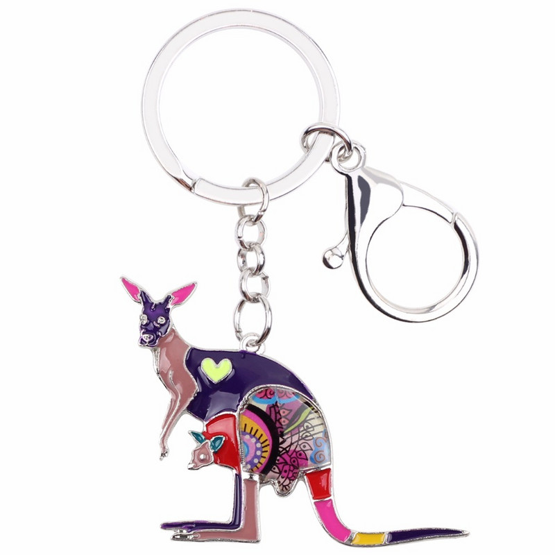 Lanț cheie Bonsny email canguri Australia pentru femei Breloc cadou geantă Breloc cheie mașină Poșetă Bijuterii de modă