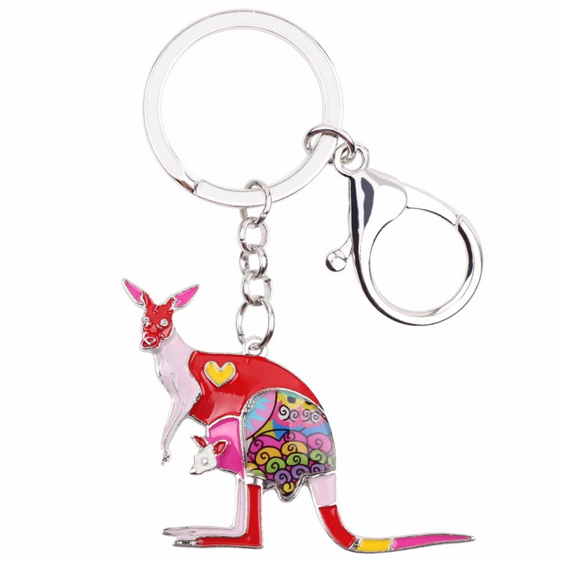 Lanț cheie Bonsny email canguri Australia pentru femei Breloc cadou geantă Breloc cheie mașină Poșetă Bijuterii de modă