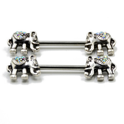PERECHE Vintage săgeată pene mamelon barbell inel piercing fals scut mamelon fals elefant Odobenus Rosnarus bara piercing mamelon