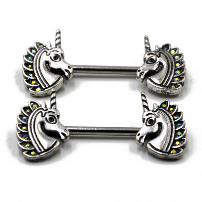 PERECHE Vintage săgeată pene mamelon barbell inel piercing fals scut mamelon fals elefant Odobenus Rosnarus bara piercing mamelon