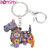Bonsny Acrylic Statement kutyaékszer Aberdeen skót terrier kulcstartó kulcstartó nőknek lányoknak táska báj kulcstartó medál ékszer