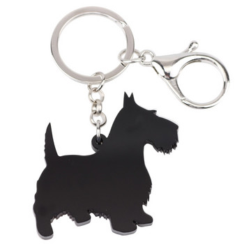 Bonsny Acrylic Statement Κόσμημα για σκύλους Aberdeen Scottish Terrier Αλυσίδα μπρελόκ για γυναικεία τσάντα γούρι Κρεμαστό μπρελόκ Κοσμήματα