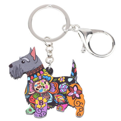 Bonsny Acrylic Statement kutyaékszer Aberdeen skót terrier kulcstartó kulcstartó nőknek lányoknak táska báj kulcstartó medál ékszer