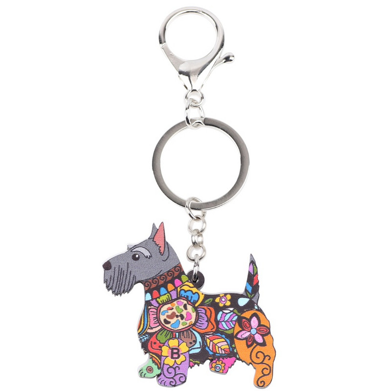 Bonsny Acrylic Statement kutyaékszer Aberdeen skót terrier kulcstartó kulcstartó nőknek lányoknak táska báj kulcstartó medál ékszer