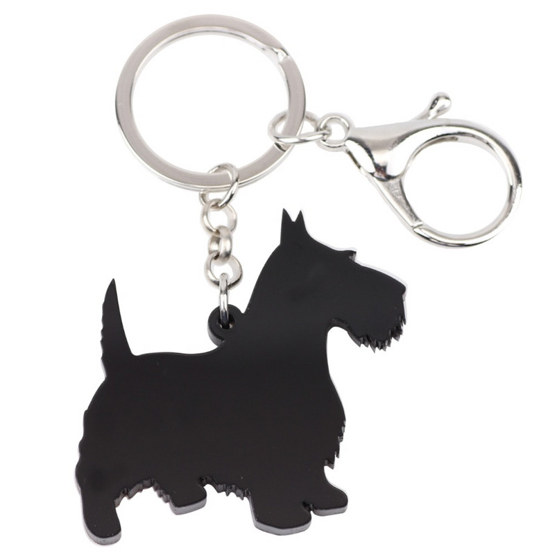 Bonsny Acrylic Statement kutyaékszer Aberdeen skót terrier kulcstartó kulcstartó nőknek lányoknak táska báj kulcstartó medál ékszer