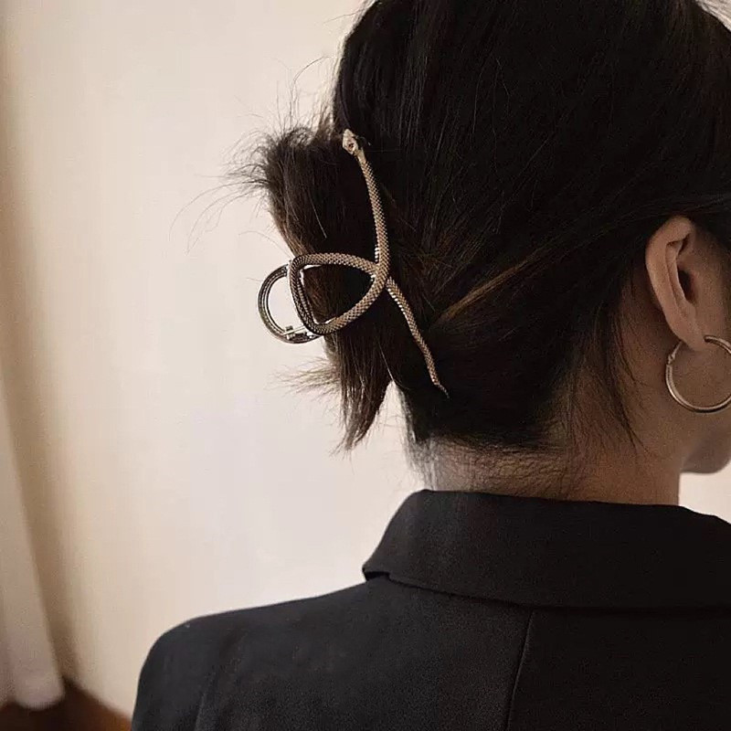 Gheare de păr pentru femei Agrafe de păr de șarpe de metal de modă Agrafe de păr simple geometrice de dimensiuni mari Accesorii de păr de crab