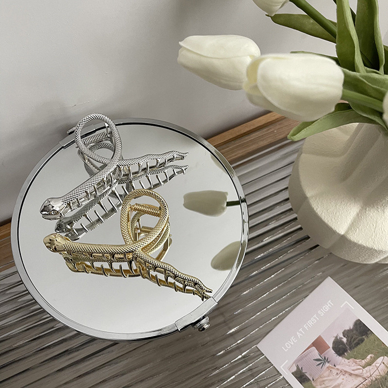 Gheare de păr pentru femei Agrafe de păr de șarpe de metal de modă Agrafe de păr simple geometrice de dimensiuni mari Accesorii de păr de crab