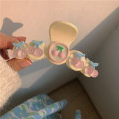 2022 Spring Girl Pink Cherry Grab Clip Нокти за коса Шноли Аксесоари за коса от смола за жени Шапки