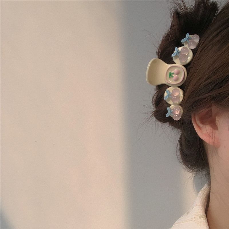 2022 Spring Girl Pink Cherry Grab Clip Gheare Păr Barrette Rășină Accesorii Păr Pentru Femei Articole pentru cap
