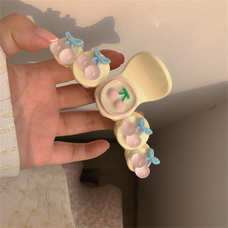2022 Spring Girl Pink Cherry Grab Clip Gheare Păr Barrette Rășină Accesorii Păr Pentru Femei Articole pentru cap