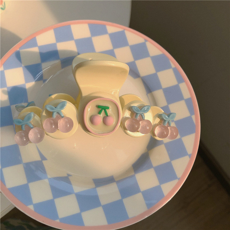 2022 Spring Girl Pink Cherry Grab Clip Gheare Păr Barrette Rășină Accesorii Păr Pentru Femei Articole pentru cap