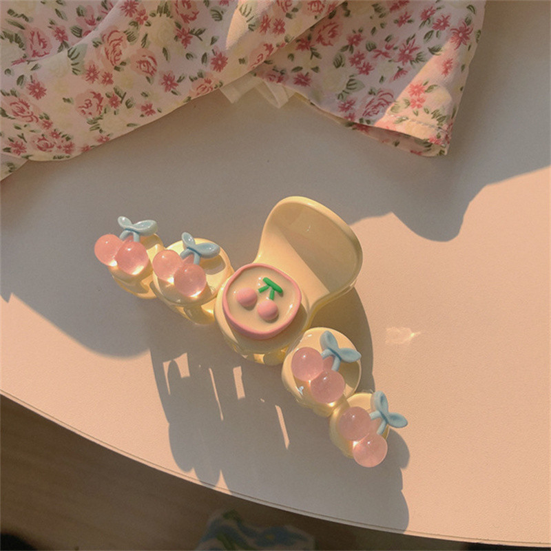 2022 Spring Girl Pink Cherry Grab Clip Gheare Păr Barrette Rășină Accesorii Păr Pentru Femei Articole pentru cap