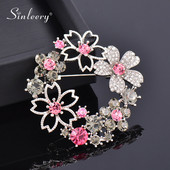 SINLEERY Luxus Pink Szürke Cubic Circon Virág Üreges Garland Bross Pin Női Divat esküvői ékszer kiegészítők ZD1 SSK