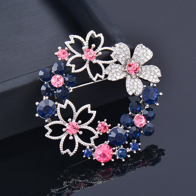SINLEERY Luxus Pink Szürke Cubic Circon Virág Üreges Garland Bross Pin Női Divat esküvői ékszer kiegészítők ZD1 SSK