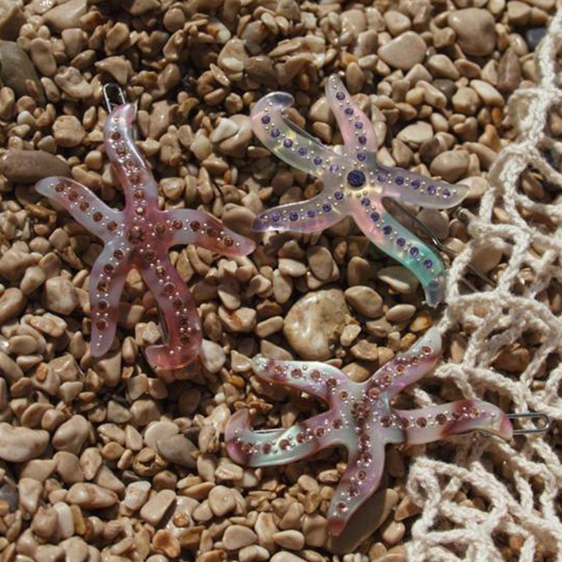 Coreeană nouă stea de mare agrafă de păr mică agrafă laterală breton agrafă pentru cap fetiță drăguță cu cataramă stea de mare agrafe de păr cu stras