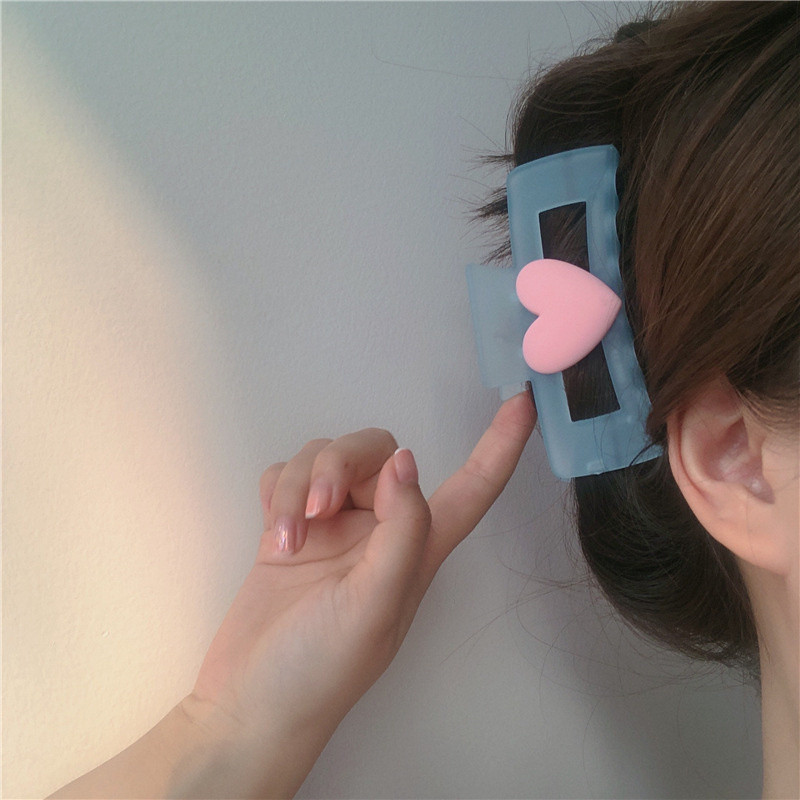 Noi gheare de păr cu inimă roz dulce pentru femei Crab din rășină Agrafe mari pentru gheare de păr pentru fete Barrette Lady Fashion