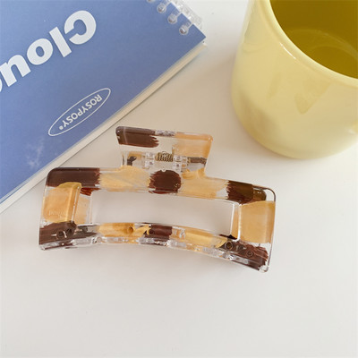 Gheare de păr din rășină geometrică de modă Dimensiuni mari Pătrate de crabi Cleme de păr din carouri pentru femei Accesorii de păr șic