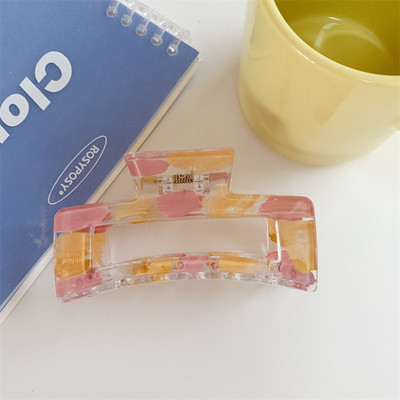 Gheare de păr din rășină geometrică de modă Dimensiuni mari Pătrate de crabi Cleme de păr din carouri pentru femei Accesorii de păr șic