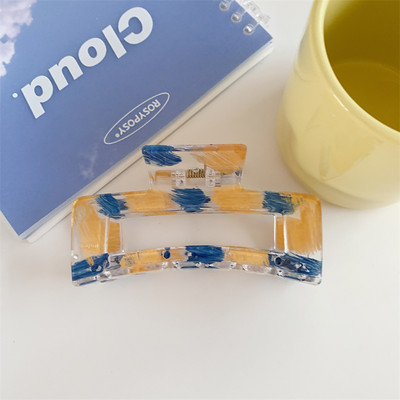 Gheare de păr din rășină geometrică de modă Dimensiuni mari Pătrate de crabi Cleme de păr din carouri pentru femei Accesorii de păr șic