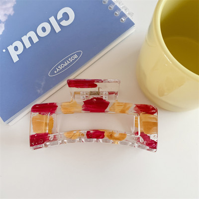 Gheare de păr din rășină geometrică de modă Dimensiuni mari Pătrate de crabi Cleme de păr din carouri pentru femei Accesorii de păr șic