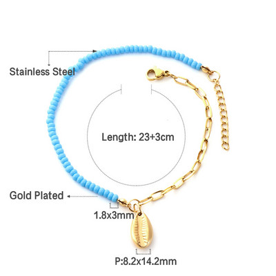 LUXUSTEEL Bohemian Beads Shell medál bokaláncok női rozsdamentes acél kábelcsatlakozó boka karkötő Boho strandszandál kiegészítők