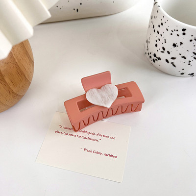 Agrafă Păr Crab Acrilic Inimă Iubire Pătrată Pentru Fată Dimensiune Mare Gheare De Păr Colorat Înghețat Femei Accesorii De Păr Simple