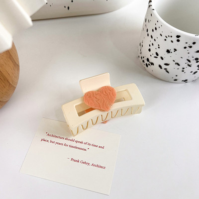 Agrafă Păr Crab Acrilic Inimă Iubire Pătrată Pentru Fată Dimensiune Mare Gheare De Păr Colorat Înghețat Femei Accesorii De Păr Simple