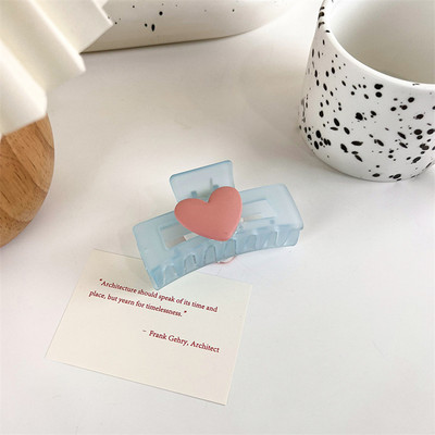 Agrafă Păr Crab Acrilic Inimă Iubire Pătrată Pentru Fată Dimensiune Mare Gheare De Păr Colorat Înghețat Femei Accesorii De Păr Simple