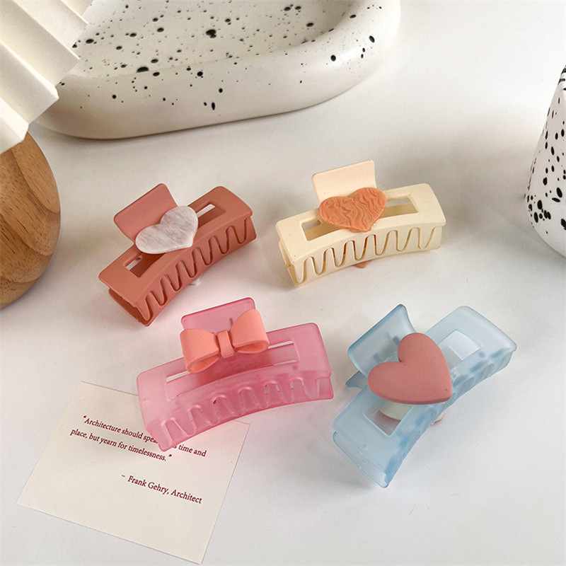 Agrafă Păr Crab Acrilic Inimă Iubire Pătrată Pentru Fată Dimensiune Mare Gheare De Păr Colorat Înghețat Femei Accesorii De Păr Simple