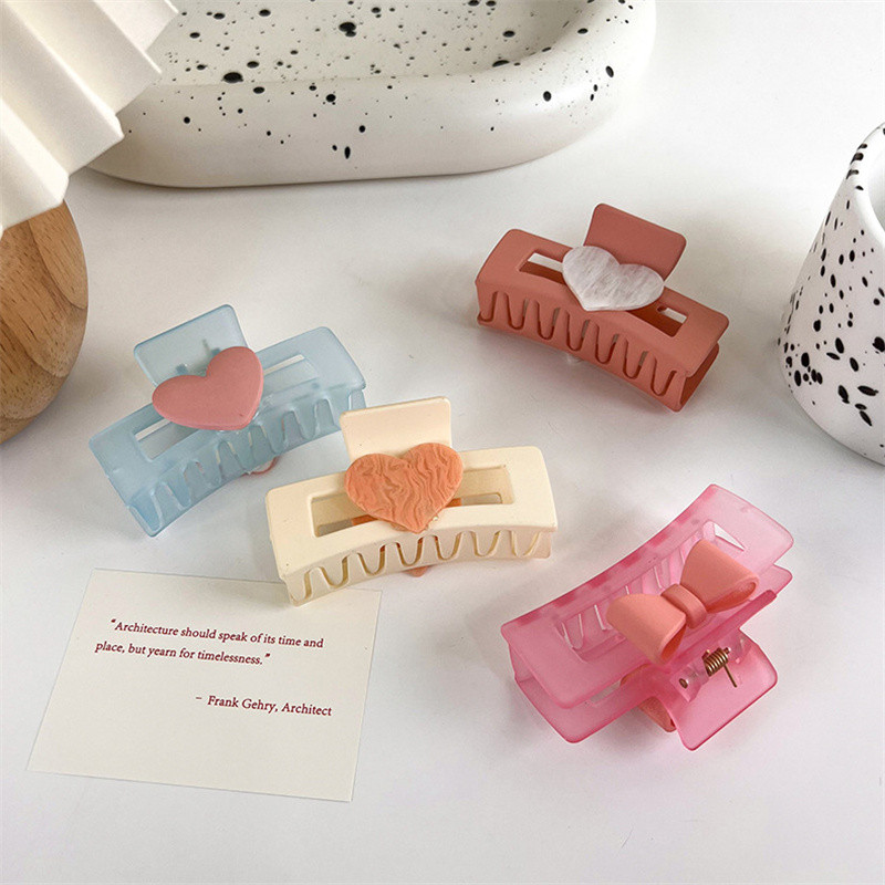 Agrafă Păr Crab Acrilic Inimă Iubire Pătrată Pentru Fată Dimensiune Mare Gheare De Păr Colorat Înghețat Femei Accesorii De Păr Simple