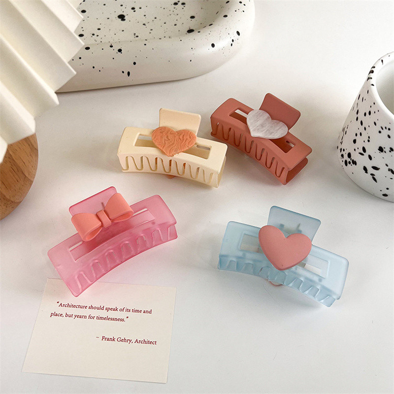 Agrafă Păr Crab Acrilic Inimă Iubire Pătrată Pentru Fată Dimensiune Mare Gheare De Păr Colorat Înghețat Femei Accesorii De Păr Simple