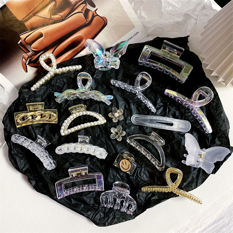 2022, noua moda, geometrică, colorată, accesorii de păr, simplu, transparent, agrafă de păr de crab, rășină, de dimensiuni mari, pentru femei, fete