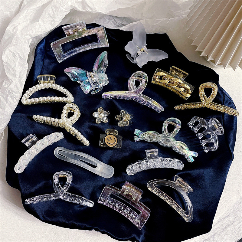 2022, noua moda, geometrică, colorată, accesorii de păr, simplu, transparent, agrafă de păr de crab, rășină, de dimensiuni mari, pentru femei, fete