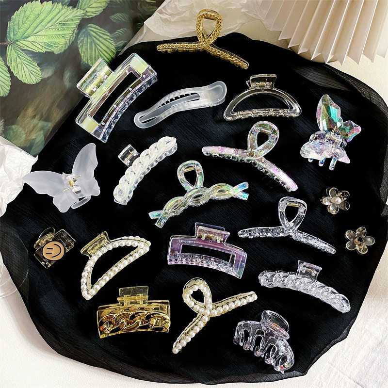 2022, noua moda, geometrică, colorată, accesorii de păr, simplu, transparent, agrafă de păr de crab, rășină, de dimensiuni mari, pentru femei, fete