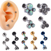 1 buc din oțel inoxidabil paw opal buze Stud Labret piercing CZ Gem Cluster ureche cartilaj Helix Lobe Conch Cercei Bijuterii pentru corp 16g