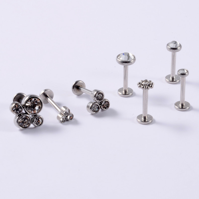 1 buc din oțel inoxidabil paw opal buze Stud Labret piercing CZ Gem Cluster ureche cartilaj Helix Lobe Conch Cercei Bijuterii pentru corp 16g