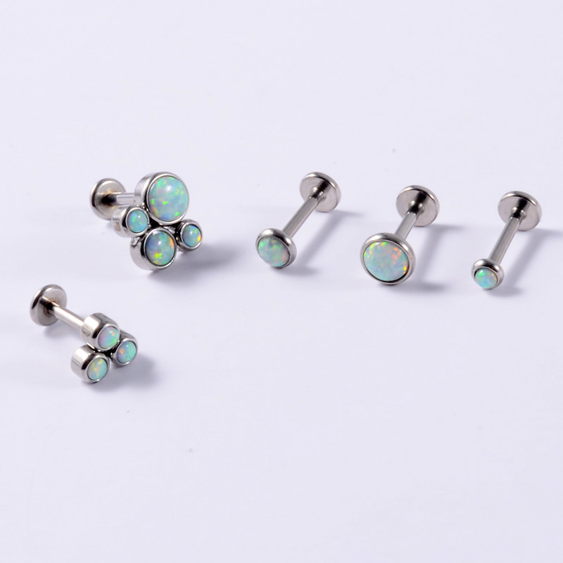 1 buc din oțel inoxidabil paw opal buze Stud Labret piercing CZ Gem Cluster ureche cartilaj Helix Lobe Conch Cercei Bijuterii pentru corp 16g