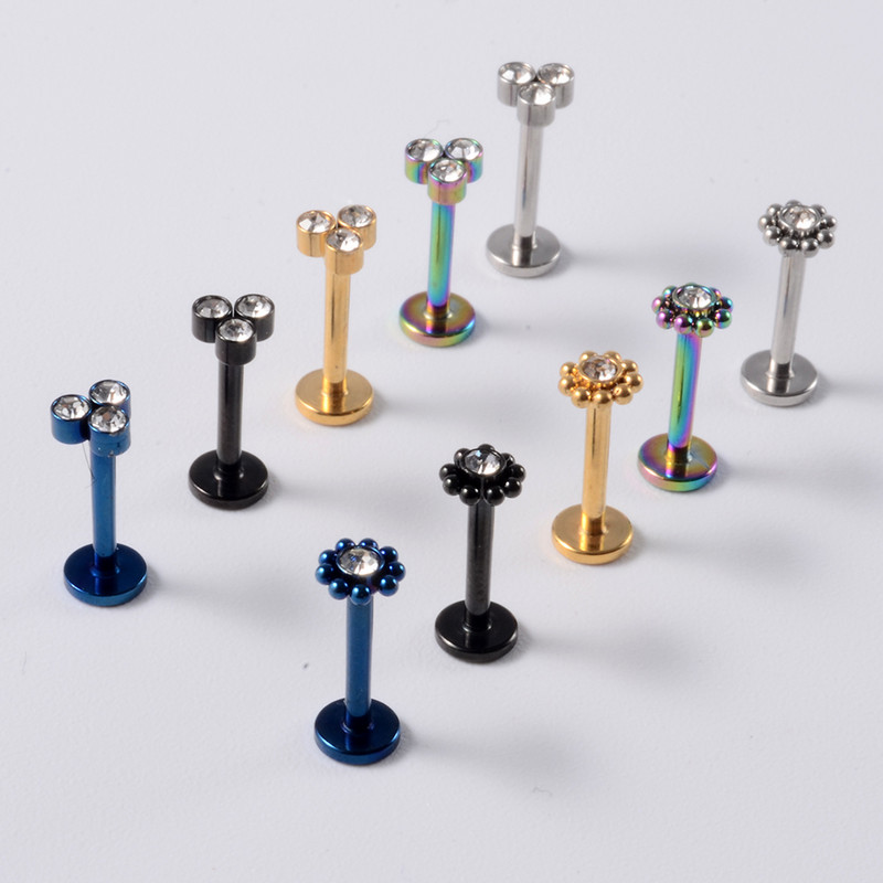 1 buc din oțel inoxidabil paw opal buze Stud Labret piercing CZ Gem Cluster ureche cartilaj Helix Lobe Conch Cercei Bijuterii pentru corp 16g