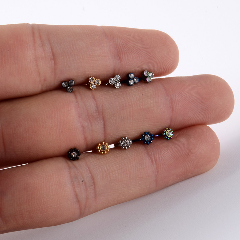 1 buc din oțel inoxidabil paw opal buze Stud Labret piercing CZ Gem Cluster ureche cartilaj Helix Lobe Conch Cercei Bijuterii pentru corp 16g