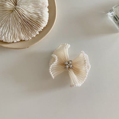 Elegáns sifon csípős hajtűcsavarok női gyöngyvirág rugalmas hajgumik Korea divatos fejdísz hajkiegészítők