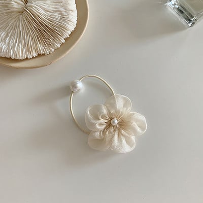 Elegáns sifon csípős hajtűcsavarok női gyöngyvirág rugalmas hajgumik Korea divatos fejdísz hajkiegészítők