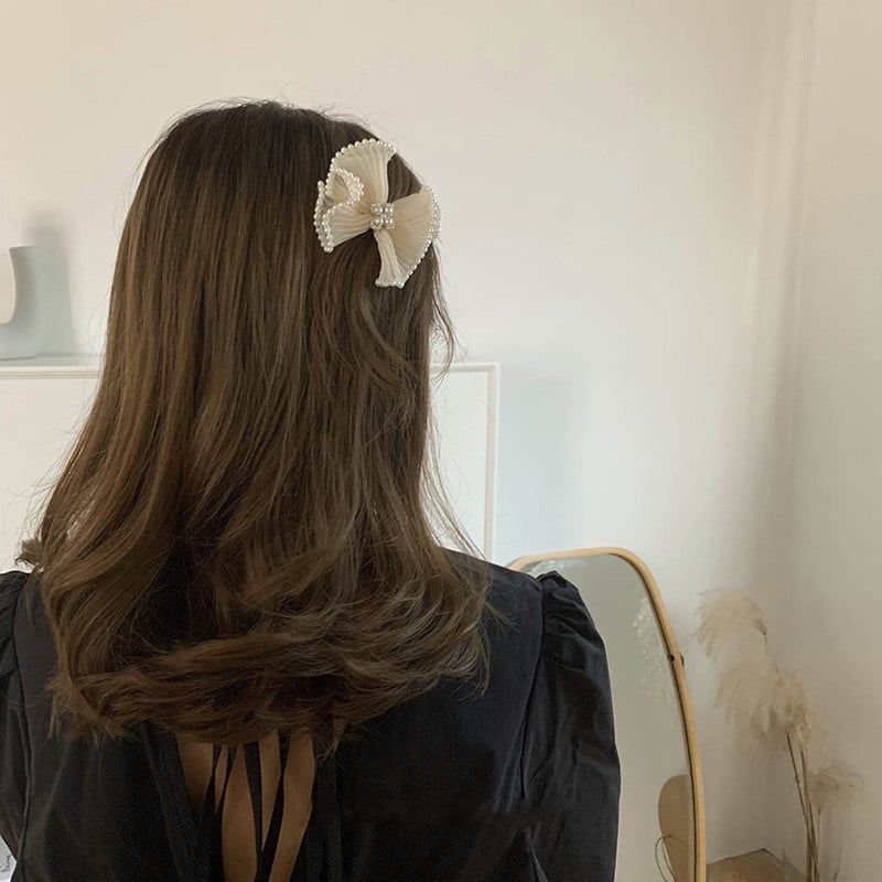 Elegáns sifon csípős hajtűcsavarok női gyöngyvirág rugalmas hajgumik Korea divatos fejdísz hajkiegészítők