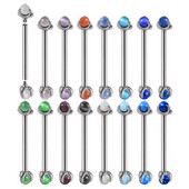 Set de piercing din oțel inoxidabil 14G, bilă opal, piercing pentru mamelon, bară, filet intern, inele pentru piercing la limbă, bijuterii pentru corp