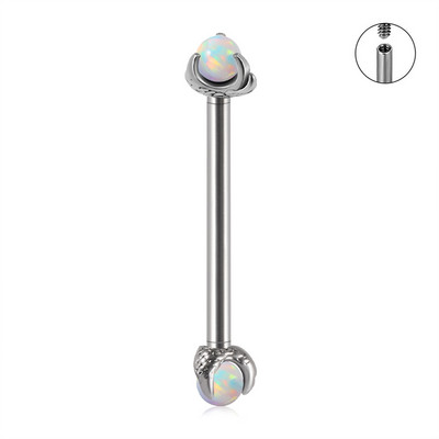 Set de piercing din oțel inoxidabil 14G, bilă opal, piercing pentru mamelon, bară, filet intern, inele pentru piercing la limbă, bijuterii pentru corp