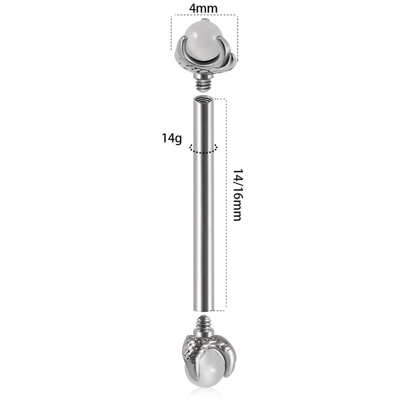 Set de piercing din oțel inoxidabil 14G, bilă opal, piercing pentru mamelon, bară, filet intern, inele pentru piercing la limbă, bijuterii pentru corp