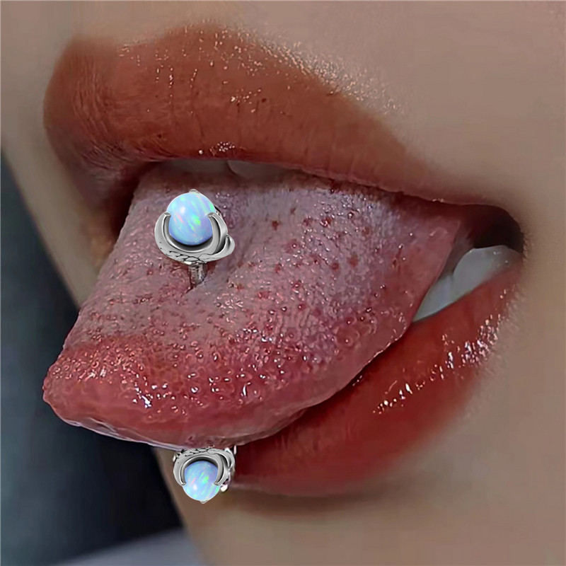 Set de piercing din oțel inoxidabil 14G, bilă opal, piercing pentru mamelon, bară, filet intern, inele pentru piercing la limbă, bijuterii pentru corp