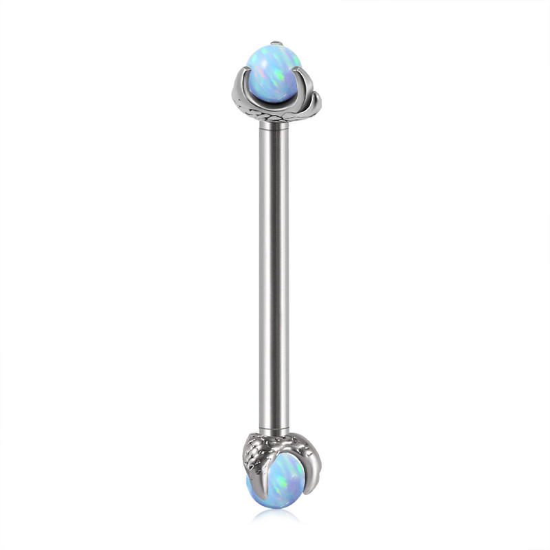 Set de piercing din oțel inoxidabil 14G, bilă opal, piercing pentru mamelon, bară, filet intern, inele pentru piercing la limbă, bijuterii pentru corp