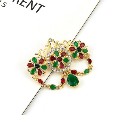 Sunspicems Ace de broșă marocană de culoare aurie pentru femei și bărbați, caftan de cristal colorat, bijuterii de nuntă, cadou de petrecere pentru mireasă