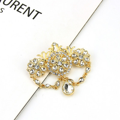 Sunspicems Ace de broșă marocană de culoare aurie pentru femei și bărbați, caftan de cristal colorat, bijuterii de nuntă, cadou de petrecere pentru mireasă